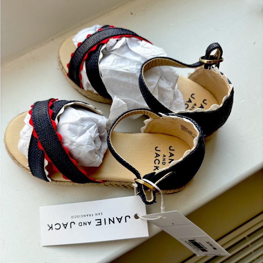 “Janie and Jack” 4th of July Girls Sandals Size 8 (preschool) BRAND NEW NWT